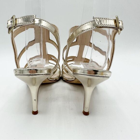 Claudia Ciuti Metallic Gold Strappy Evening Sandal 7.5 Narrow - Picture 4 of 12